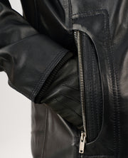 Columbus Black Leather Bomber Jacket
