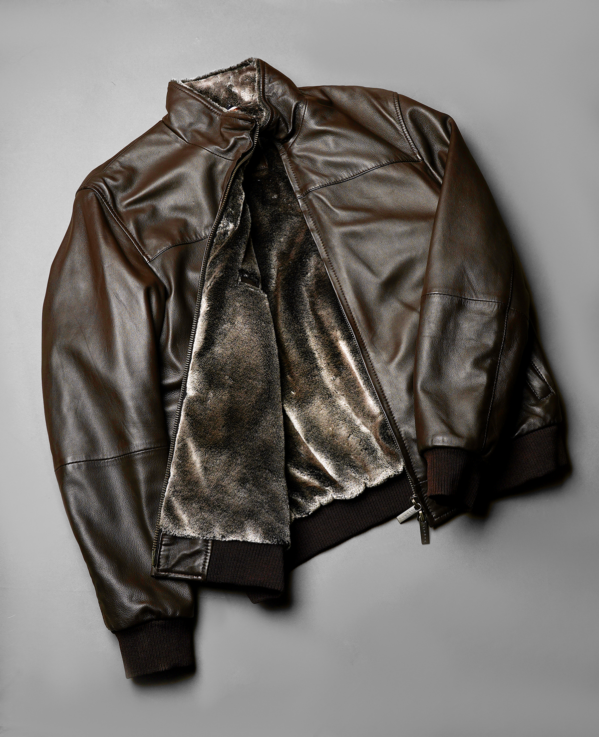 Alfred Brown Leather Bomber Jacket