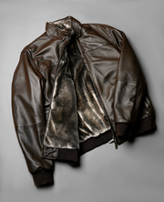 Alfred Brown Leather Bomber Jacket