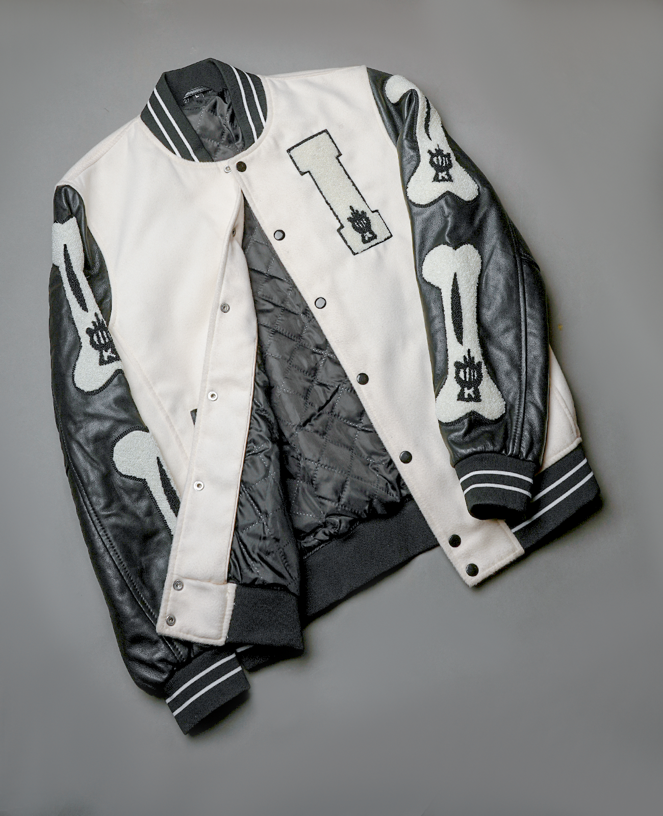 Randolf Silver Black Leather Biker Jacket