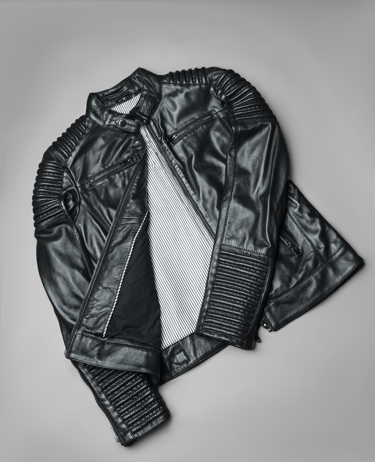 Rave Black Leather Biker Jacket