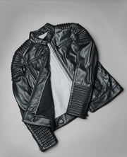 Rave Black Leather Biker Jacket