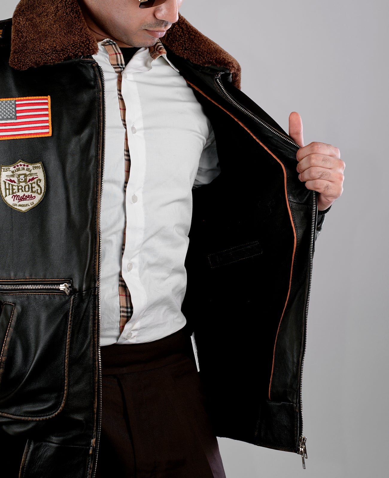 Coffmen Black A2 Leather Bomber Jacket