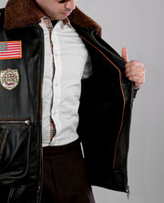 Coffmen Black A2 Leather Bomber Jacket
