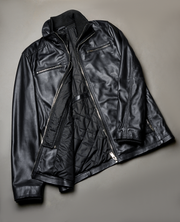 Columbus Black Leather Bomber Jacket