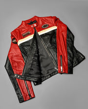 Rumy Maroon Leather Biker Jacket