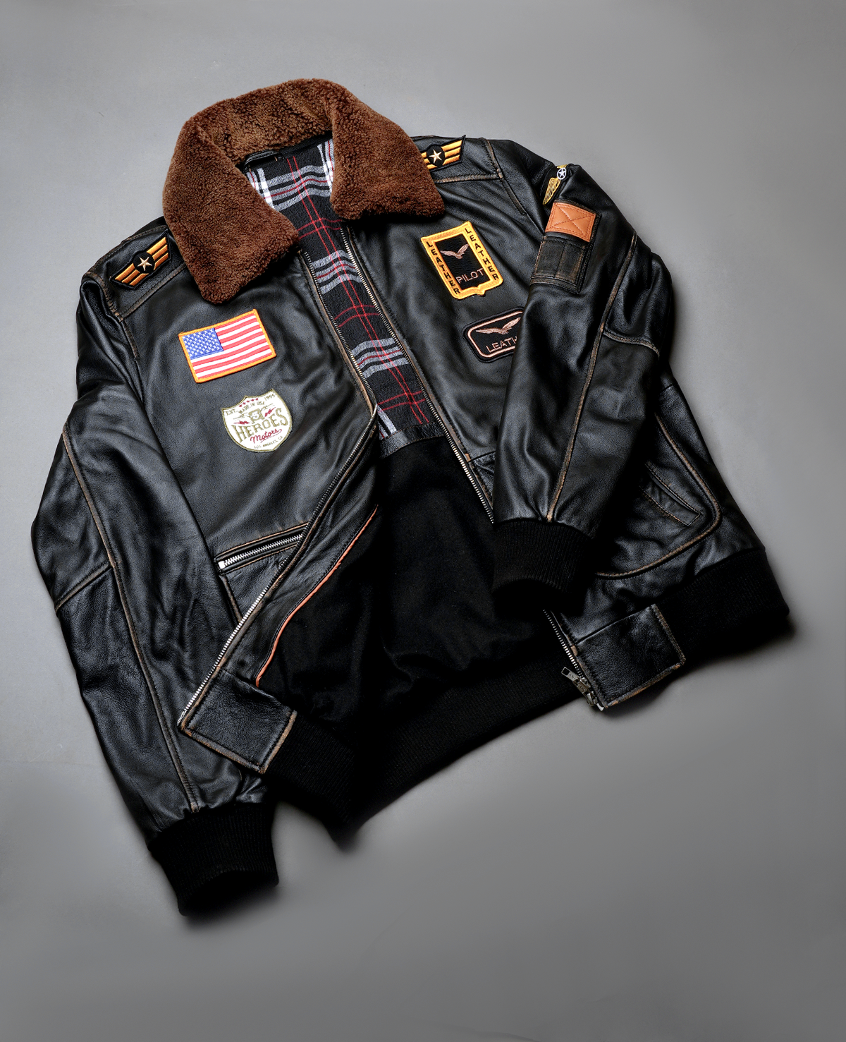 Coffmen Black A2 Leather Bomber Jacket