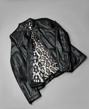 Kelsee Distressed Black Leather Biker Jacket