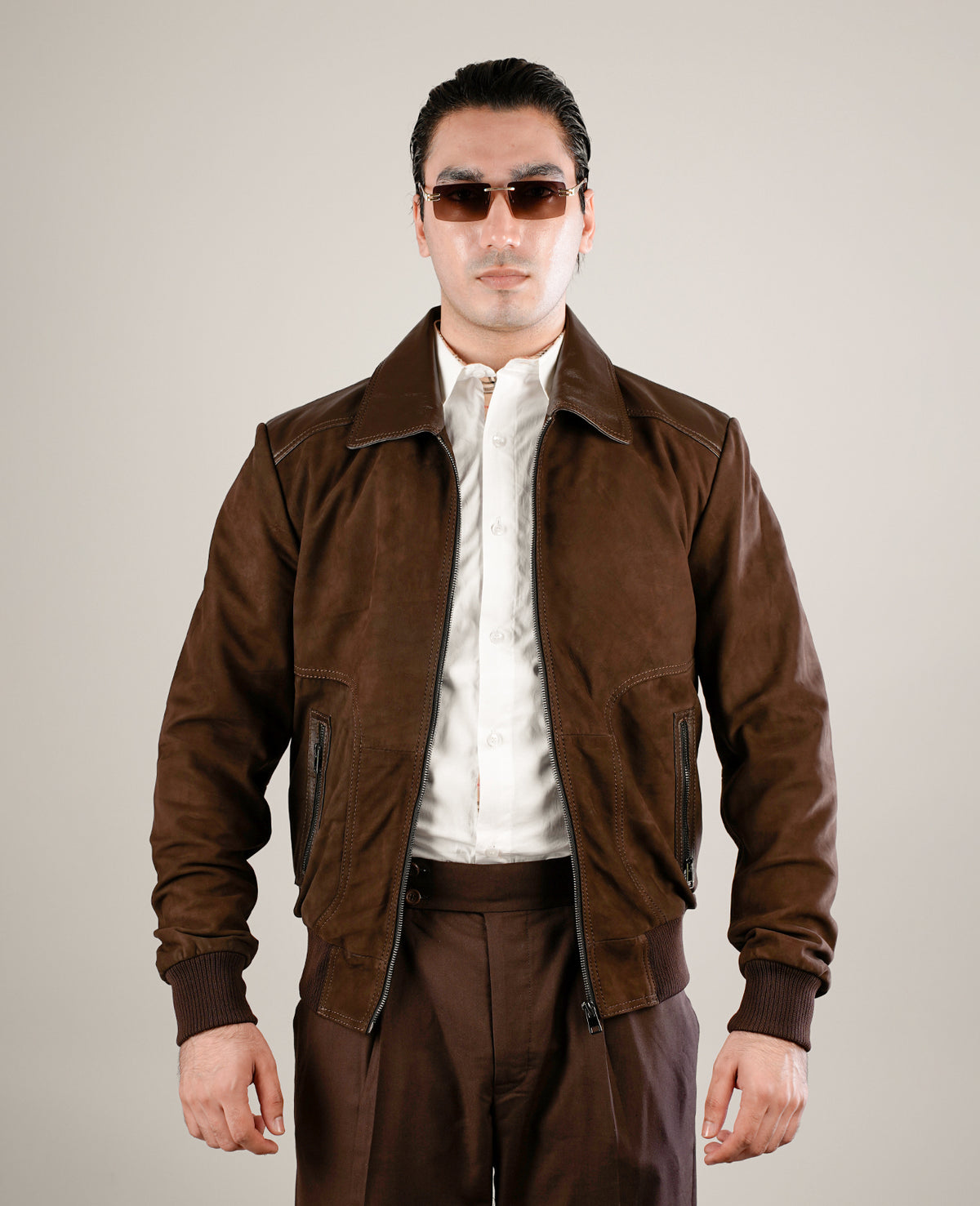 Dean Brown Leather Biker Jacket