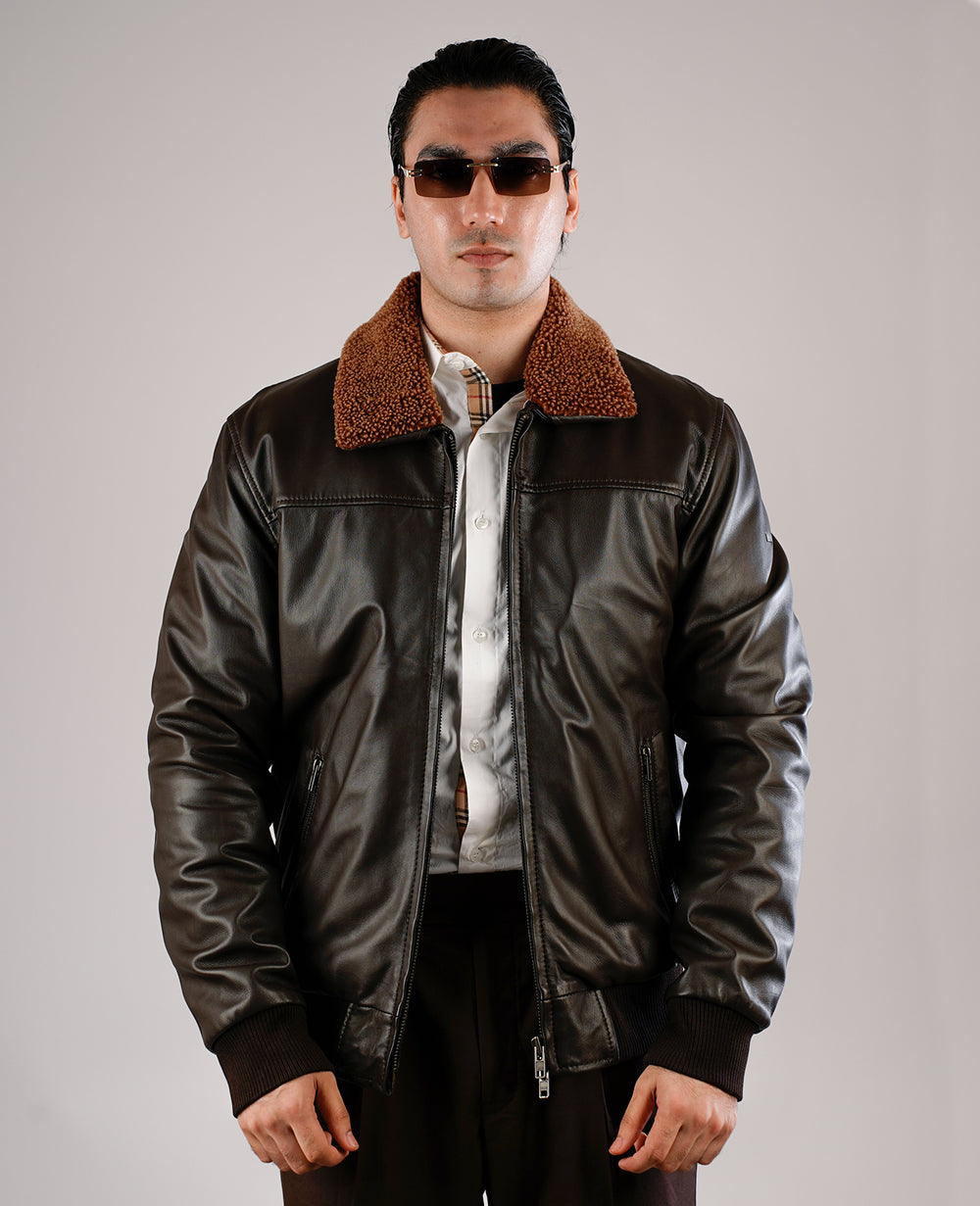 Furlong Black Leather Coat