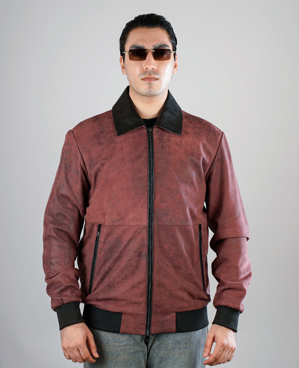 Waffle Brown Leather Jacket
