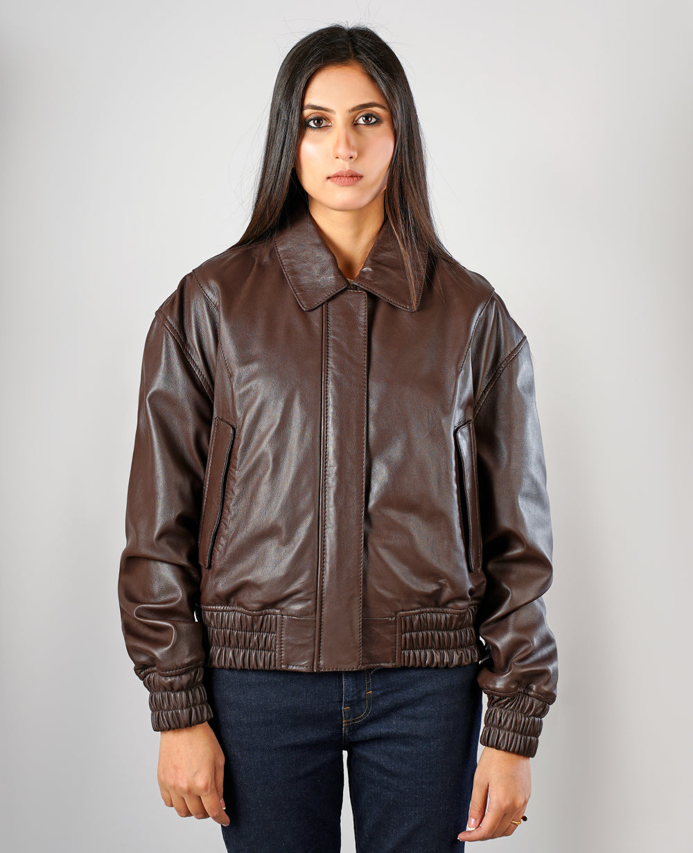 Westa A-2 Black Leather Bomber Jacket