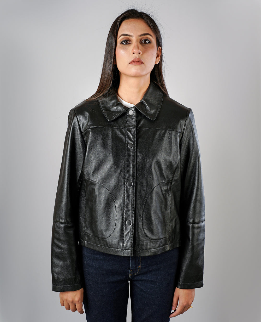 Zenith BlackLeather Shirt Jacket