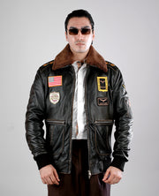 Coffmen Black A2 Leather Bomber Jacket