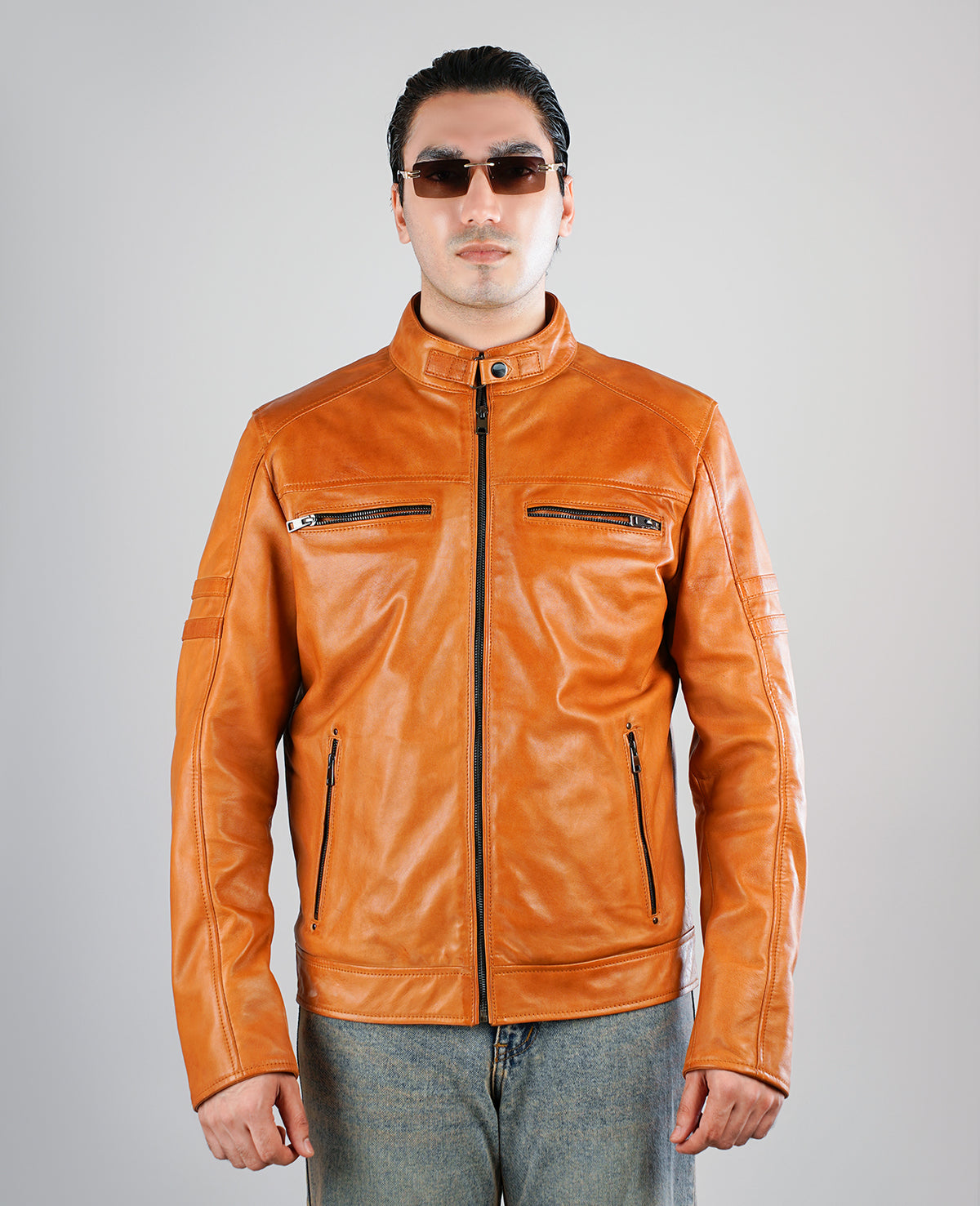Chocolate Brown Cafe Racer Leather Jacket