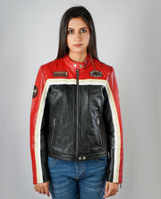 Rumy Maroon Leather Biker Jacket