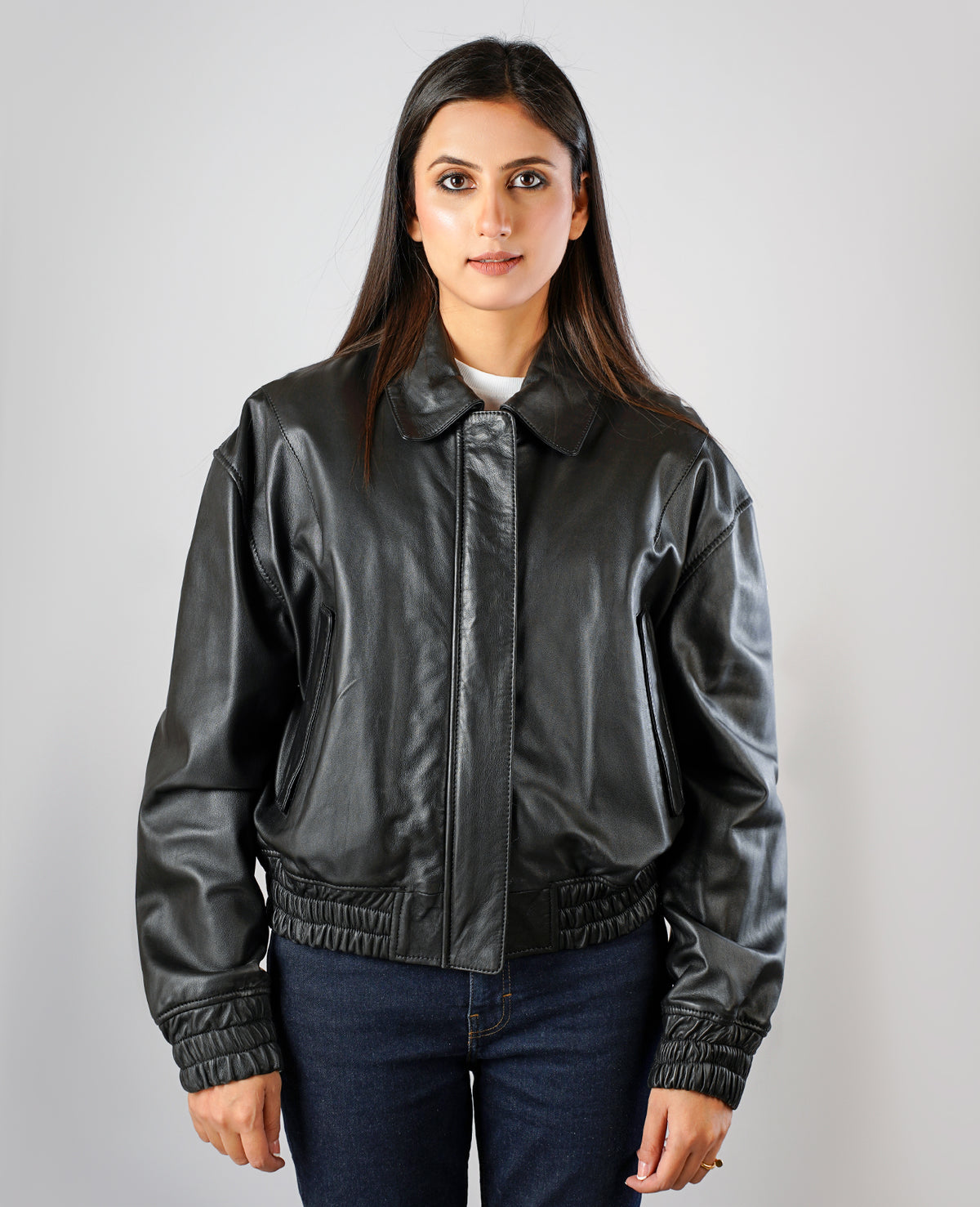Rumella Black Leather Biker Jacket