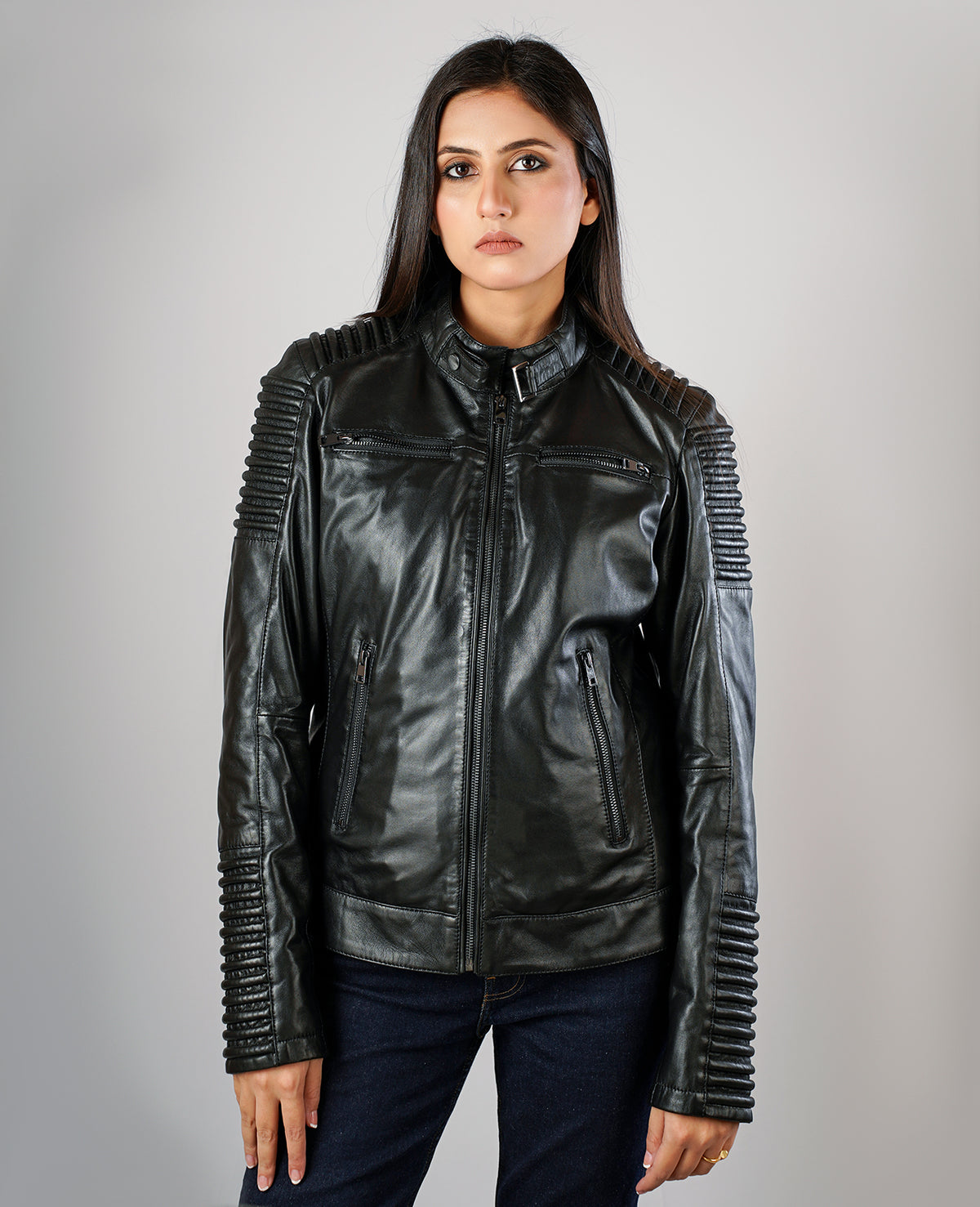 Rave Black Leather Biker Jacket