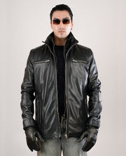 Columbus Black Leather Bomber Jacket
