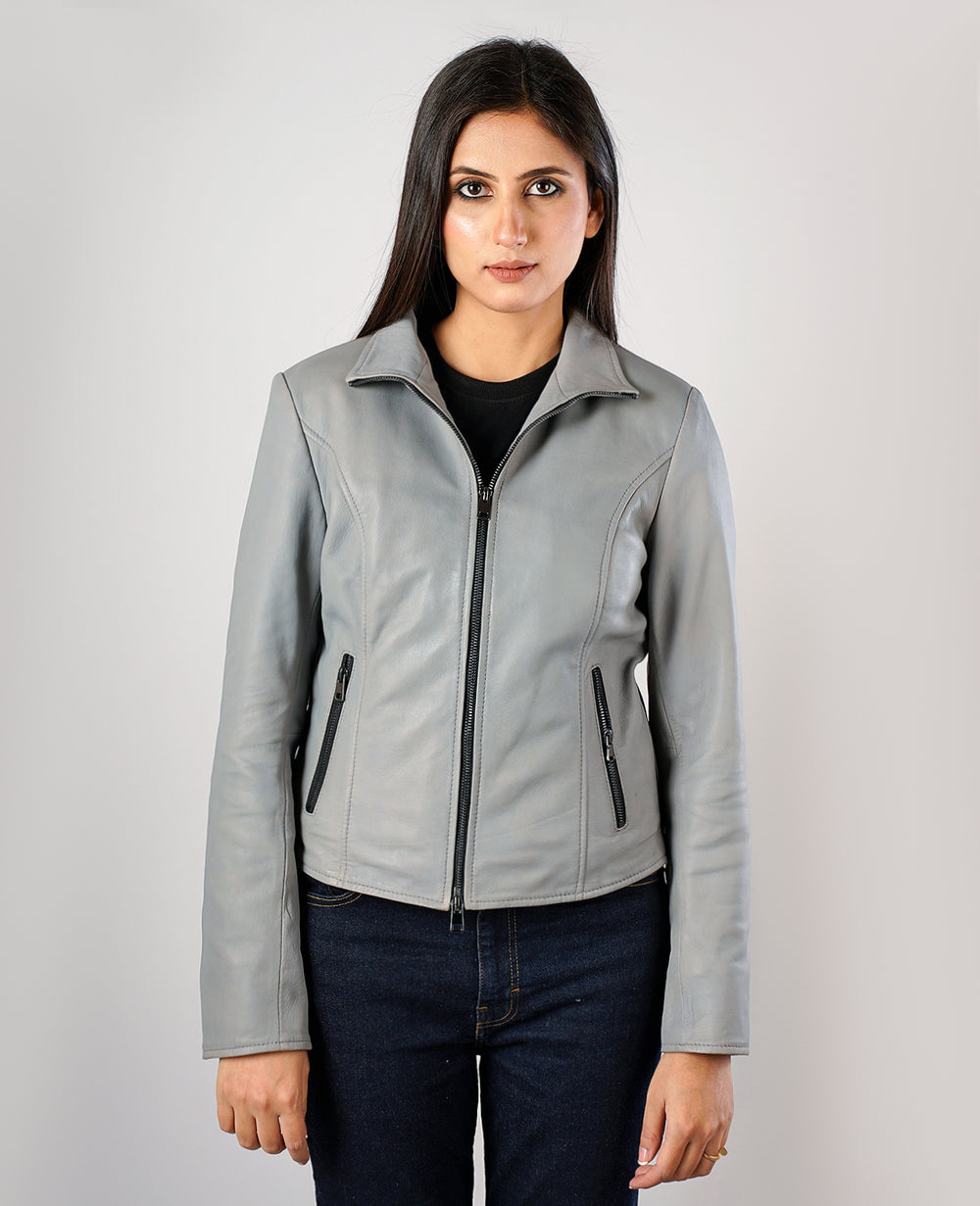 Adalyn Quilted Black Leather Biker Jacket