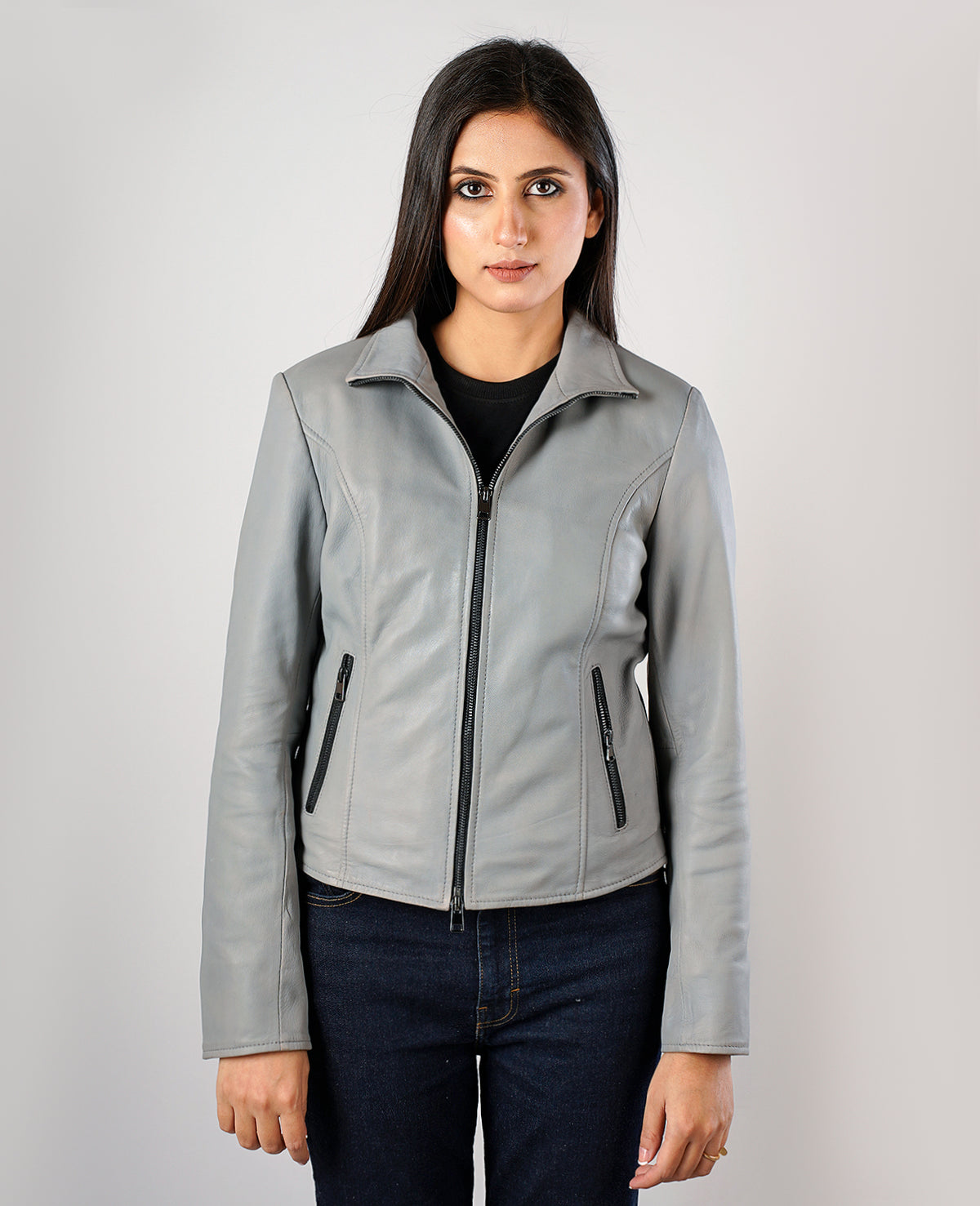Adalyn Quilted Black Leather Biker Jacket