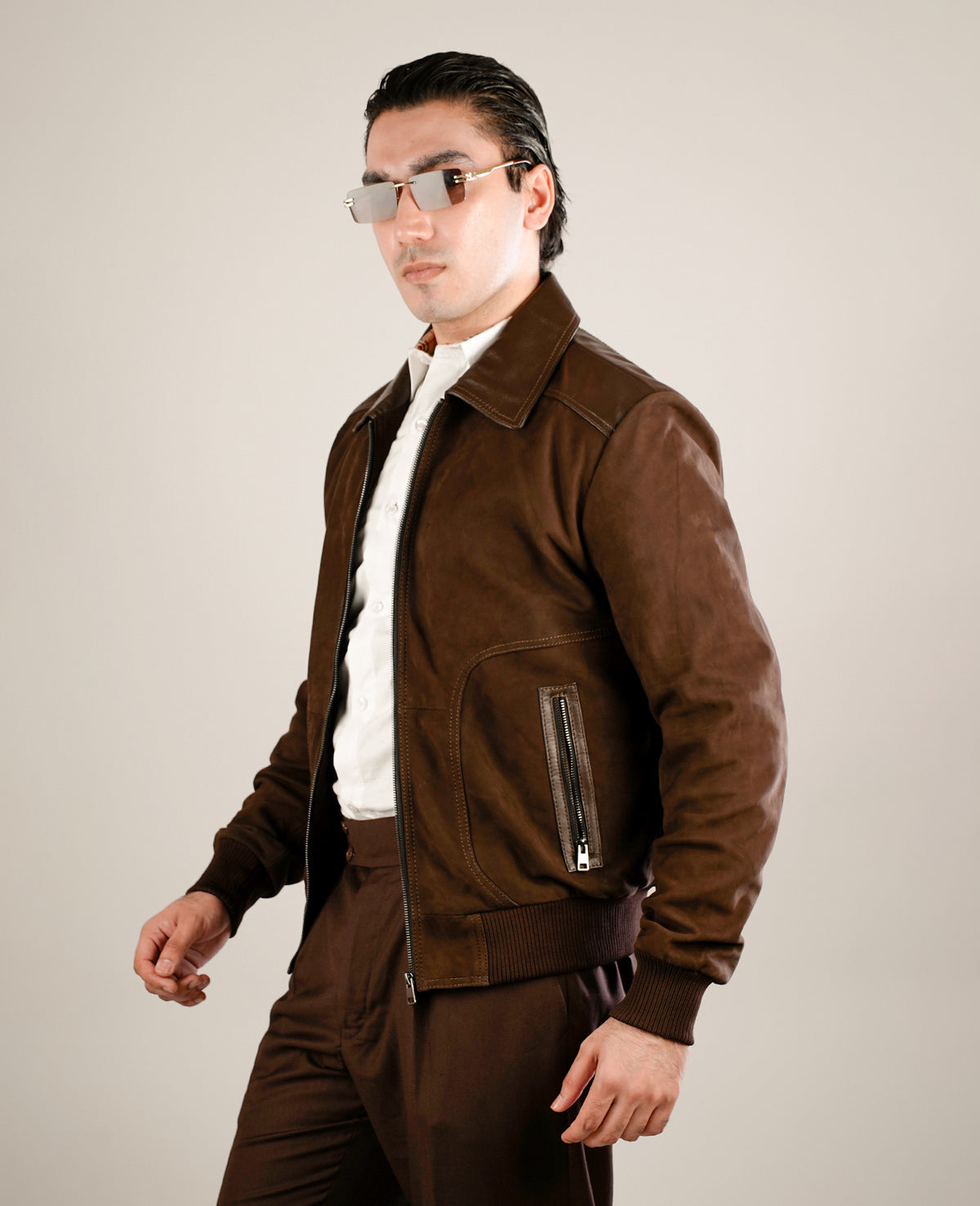 Dean Brown Leather Biker Jacket