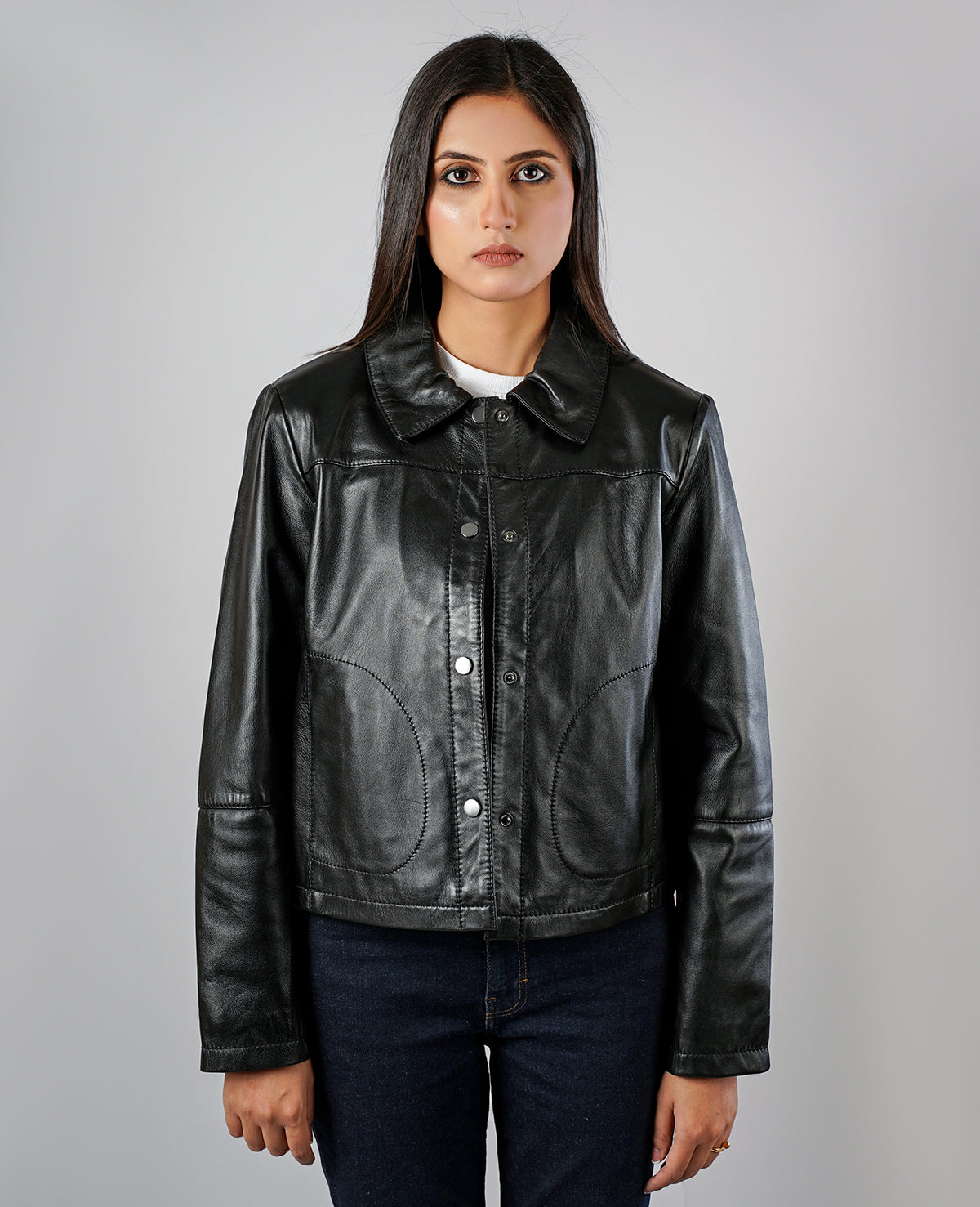 Zenith BlackLeather Shirt Jacket