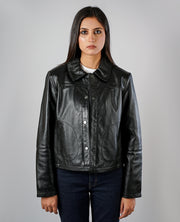 Zenith BlackLeather Shirt Jacket