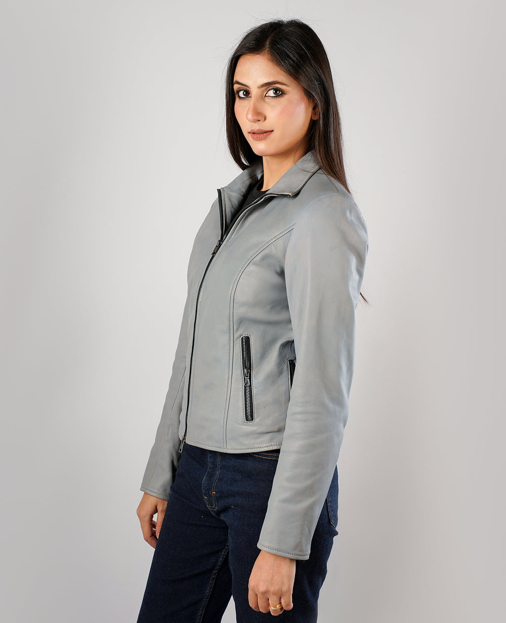Adalyn Quilted Black Leather Biker Jacket