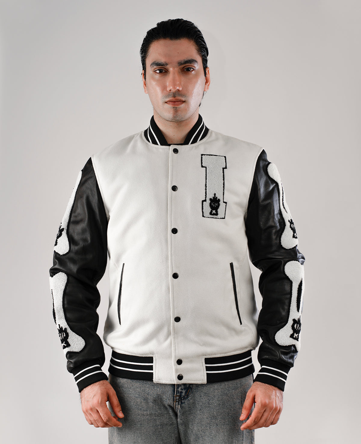 Randolf Silver Black Leather Biker Jacket