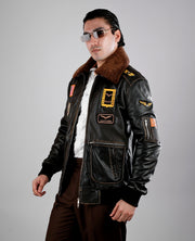 Coffmen Black A2 Leather Bomber Jacket