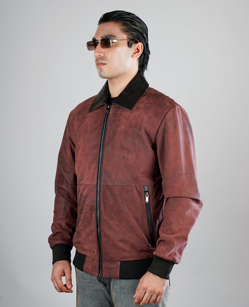 Waffle Brown Leather Jacket