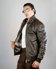Alfred Brown Leather Bomber Jacket