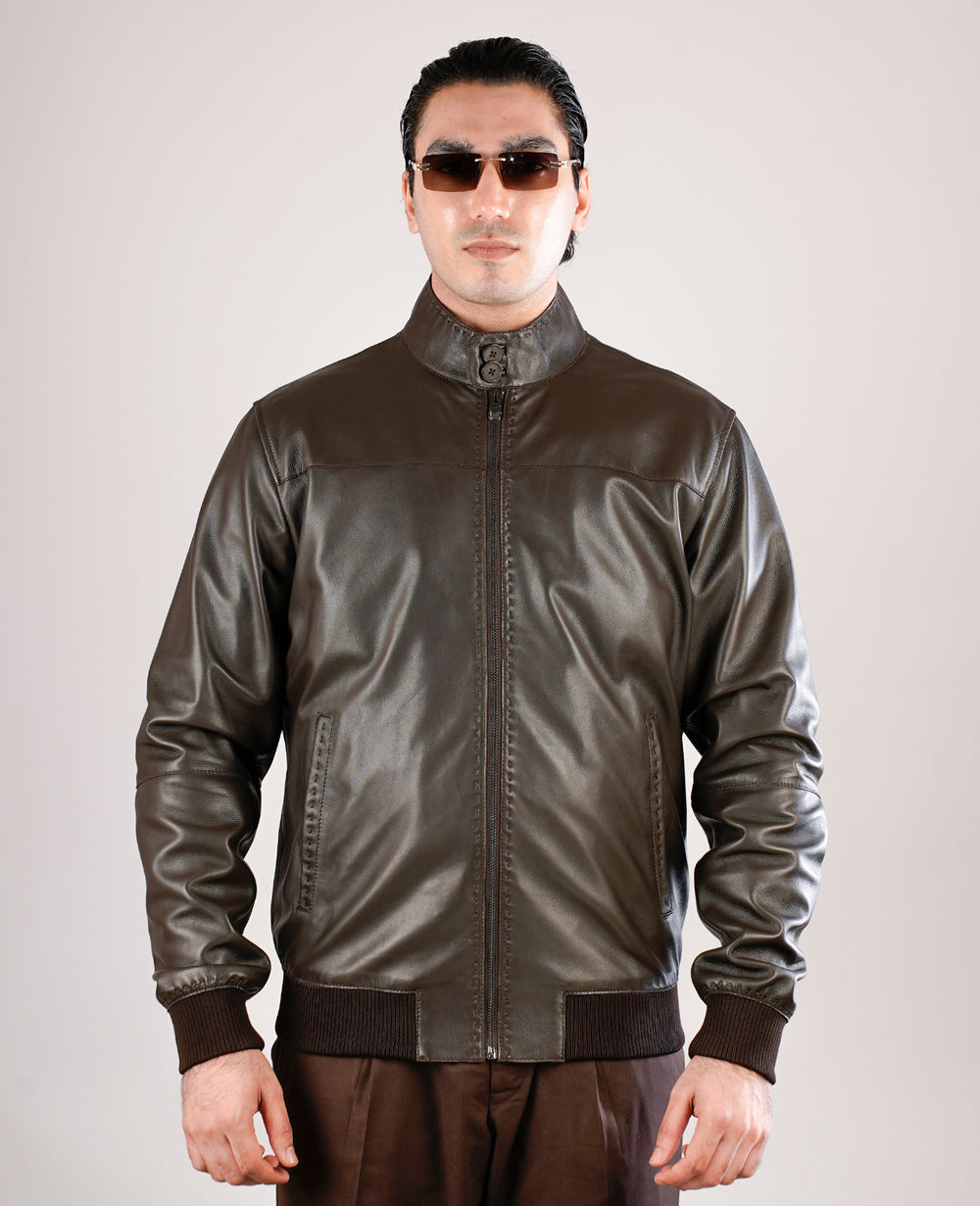 Zen Tumbled Black Leather Biker Jacket