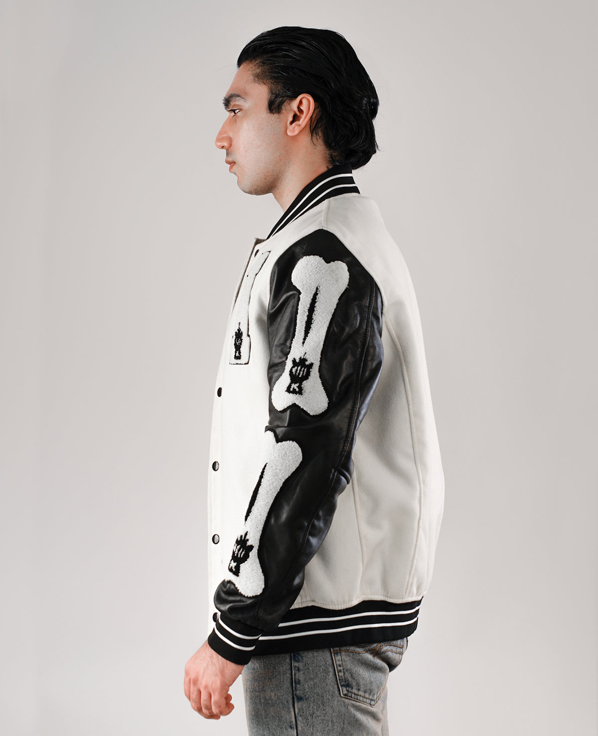 Randolf Silver Black Leather Biker Jacket