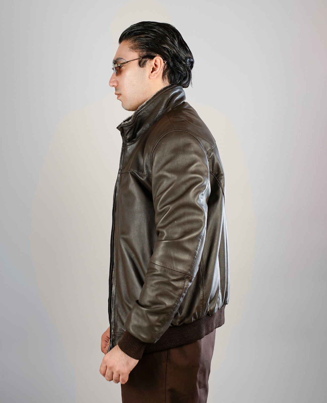 Alfred Brown Leather Bomber Jacket