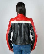 Rumy Maroon Leather Biker Jacket