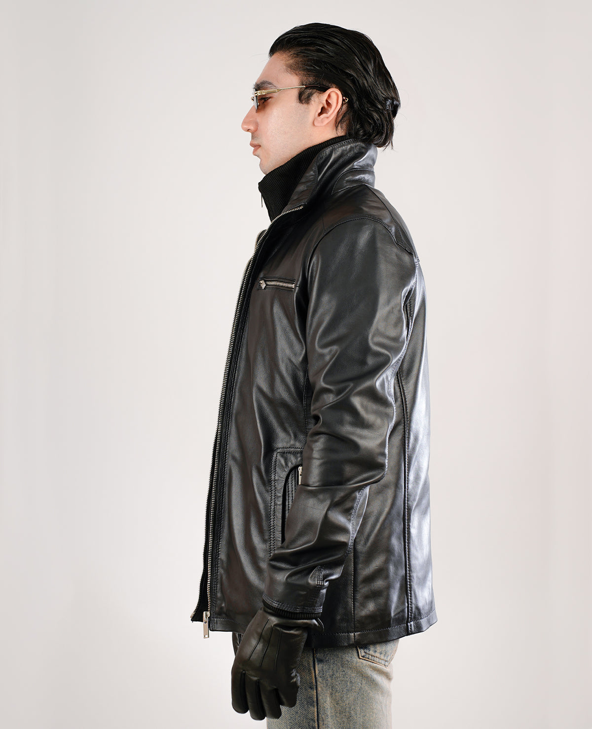 Columbus Black Leather Bomber Jacket