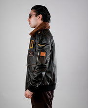 Coffmen Black A2 Leather Bomber Jacket