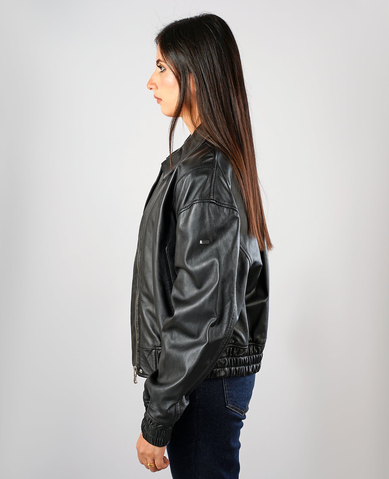 Rumella Black Leather Biker Jacket