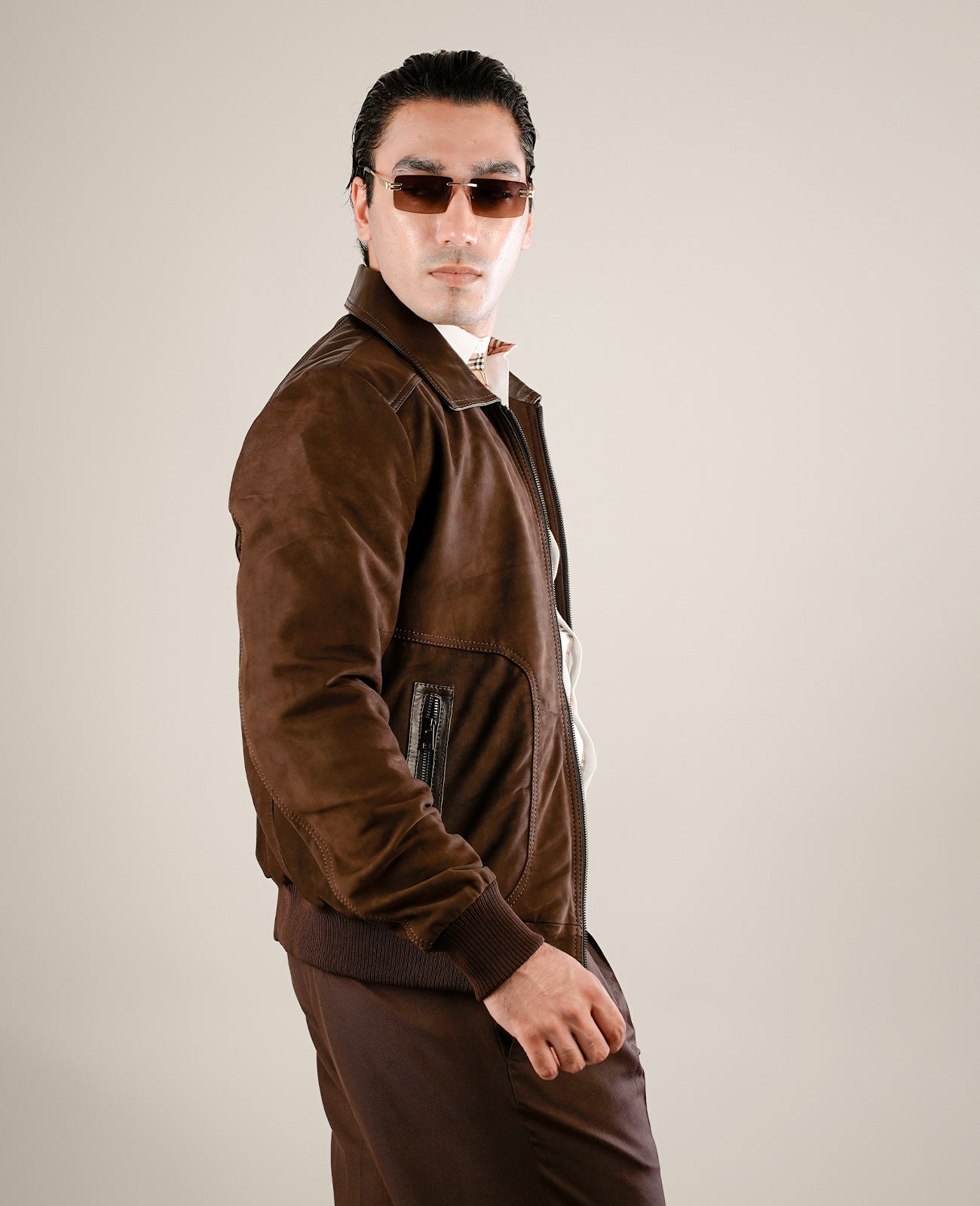 Dean Brown Leather Biker Jacket
