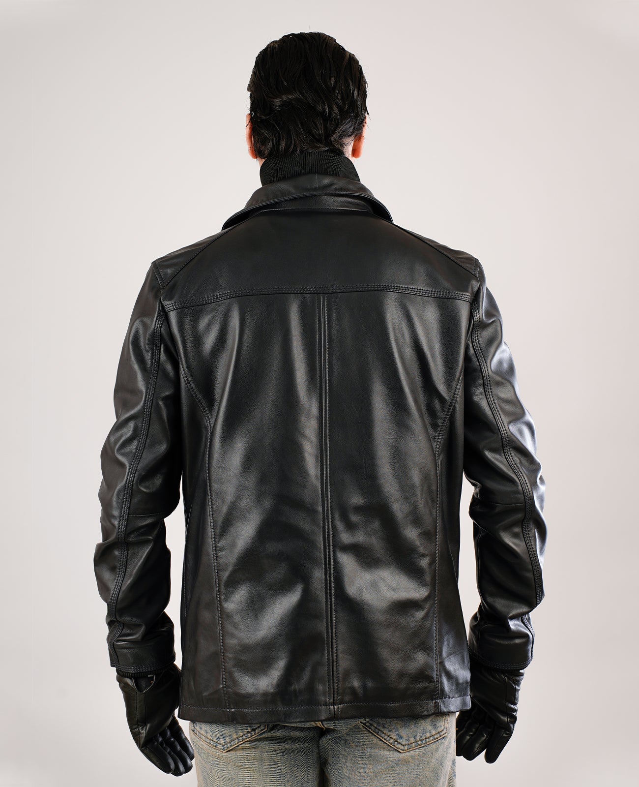 Columbus Black Leather Bomber Jacket