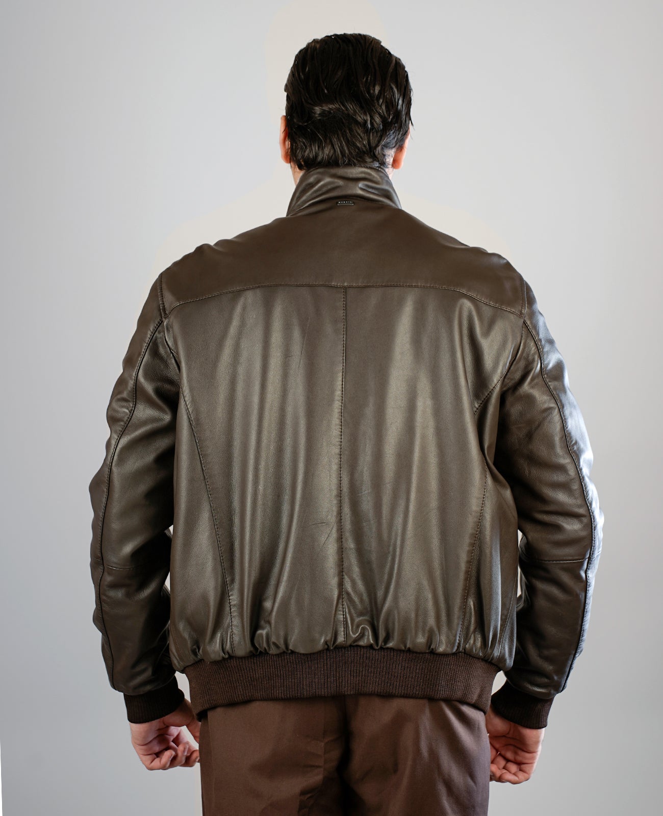 Alfred Brown Leather Bomber Jacket