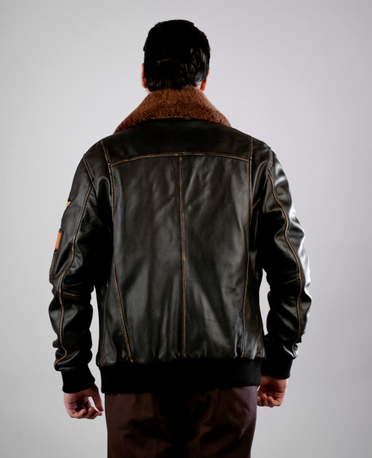 Coffmen Black A2 Leather Bomber Jacket