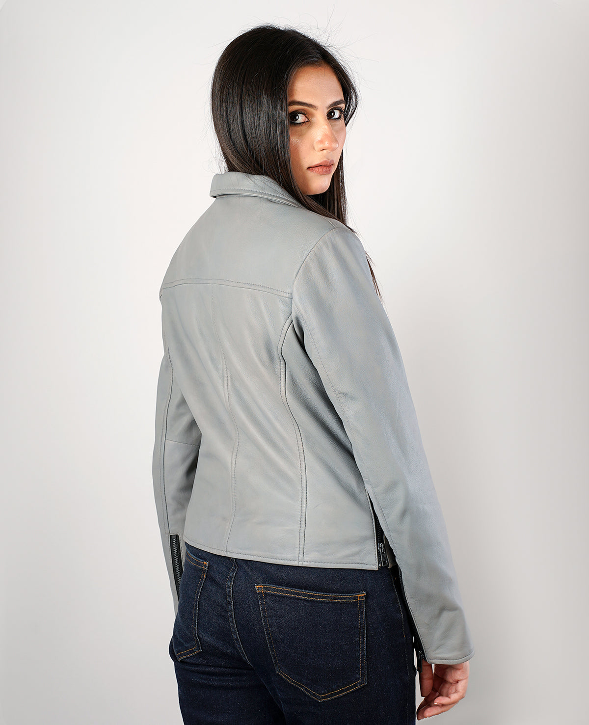 Adalyn Quilted Black Leather Biker Jacket