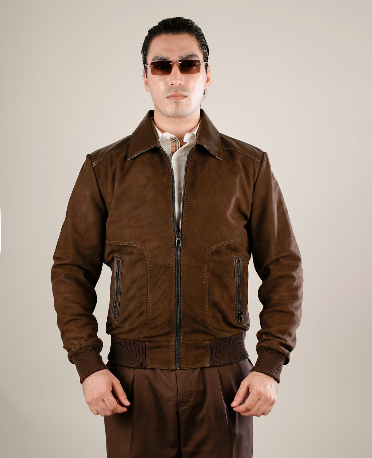 Dean Brown Leather Biker Jacket