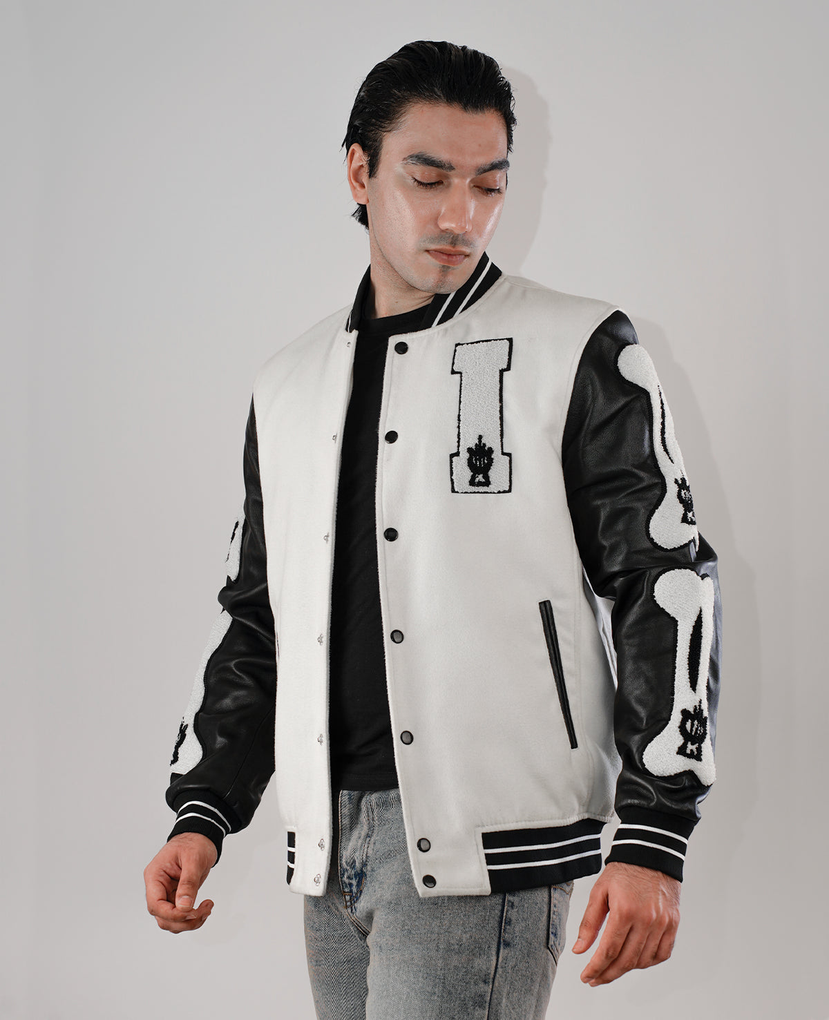 Randolf Silver Black Leather Biker Jacket
