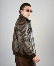 Alfred Brown Leather Bomber Jacket