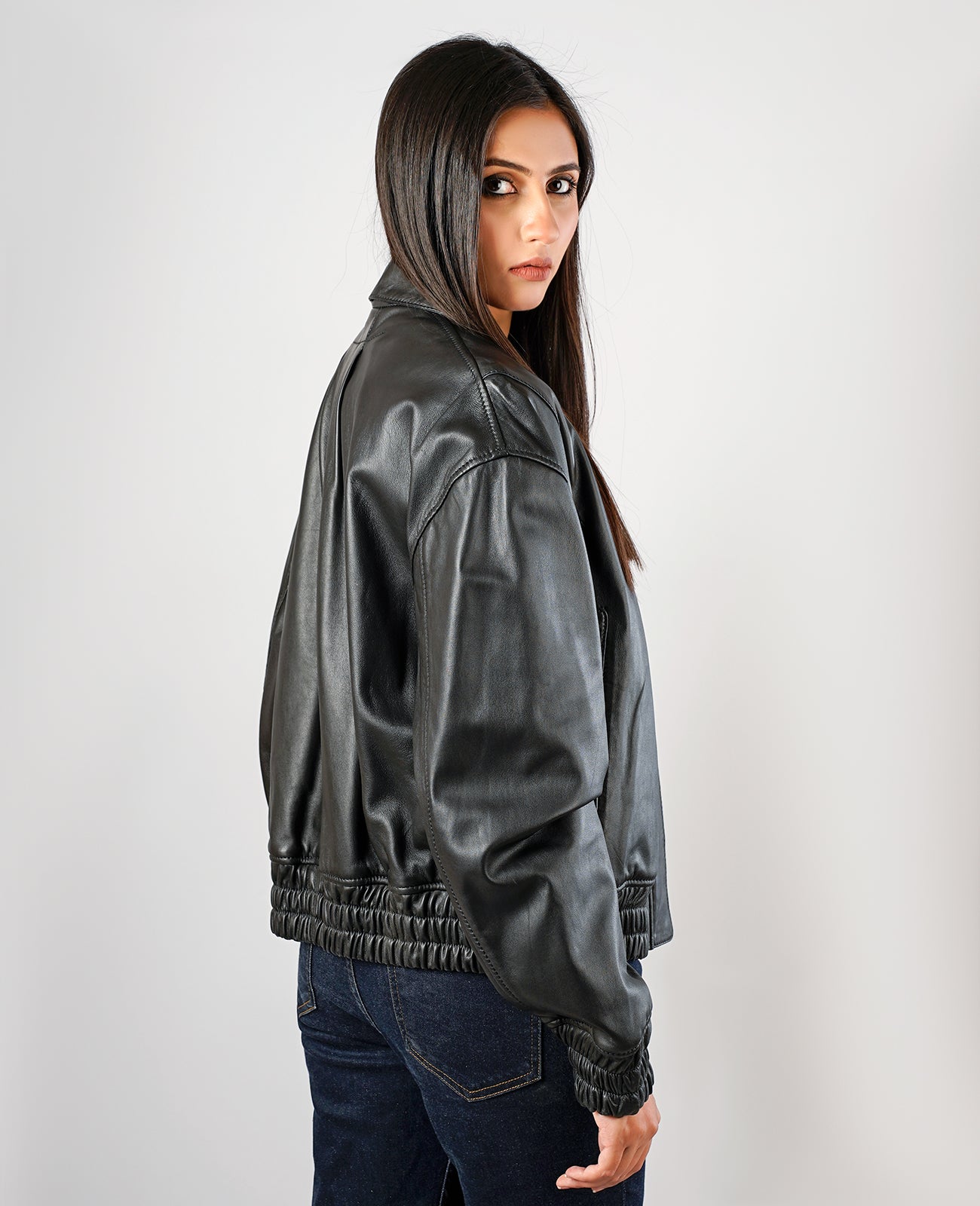 Rumella Black Leather Biker Jacket
