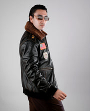 Coffmen Black A2 Leather Bomber Jacket